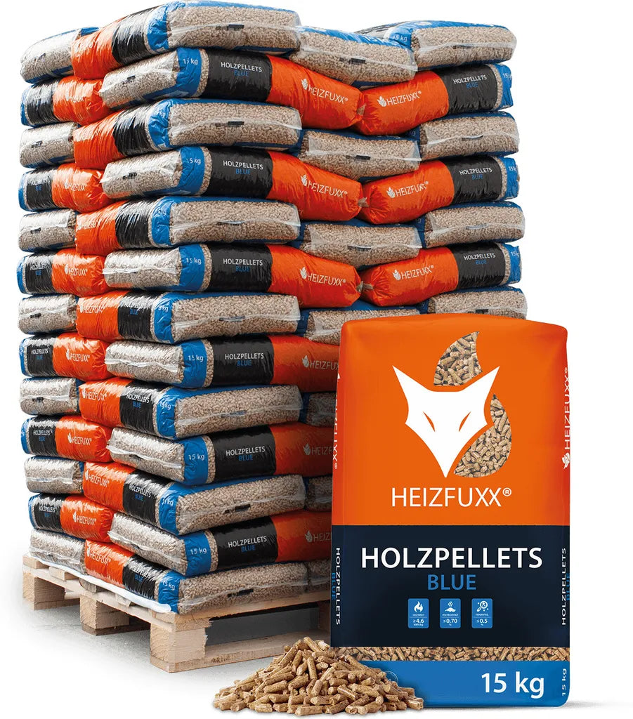 Heizfuxx pellets de madera Azul 15kg x 65 sacos 975kg palet