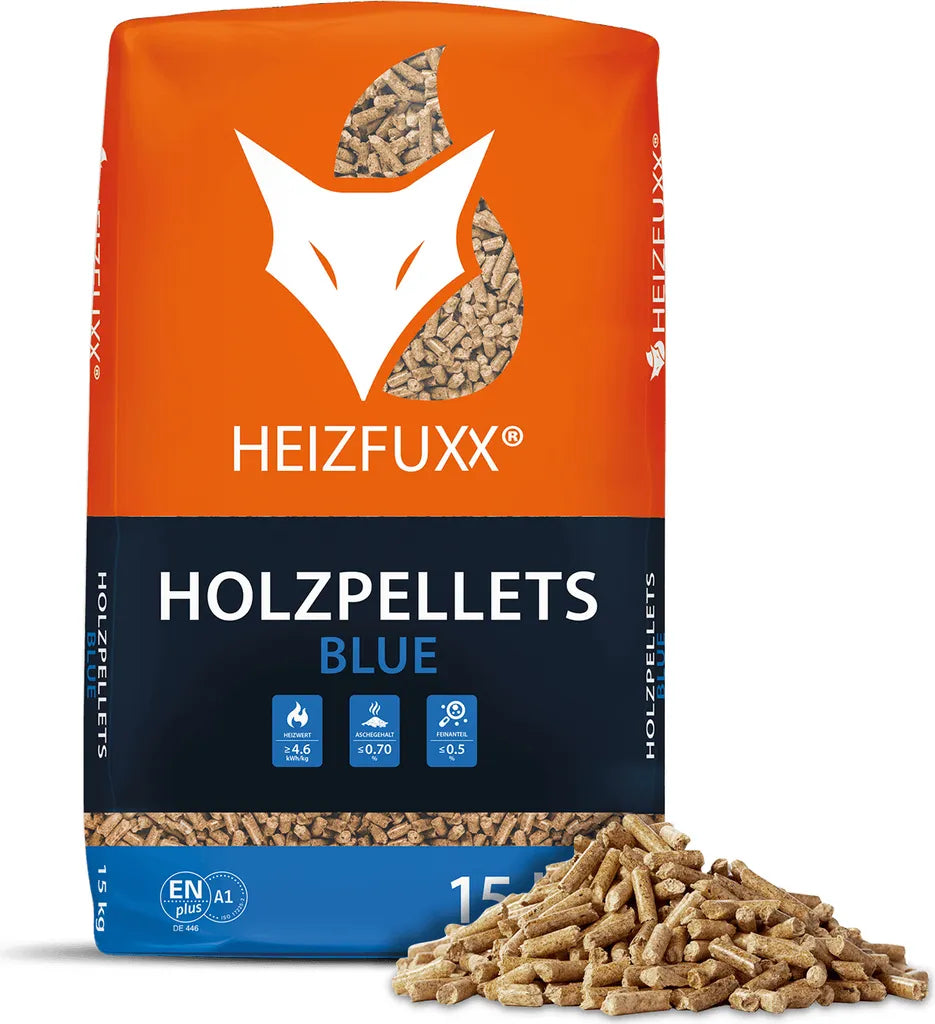 Heizfuxx pellets de madera Azul 15kg x 65 sacos 975kg palet